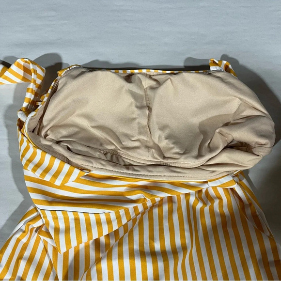 ALBION ~ The Cabana One Piece Swimsuit Yellow and White Striped Shoulder Ties - Picture 7 of 13
